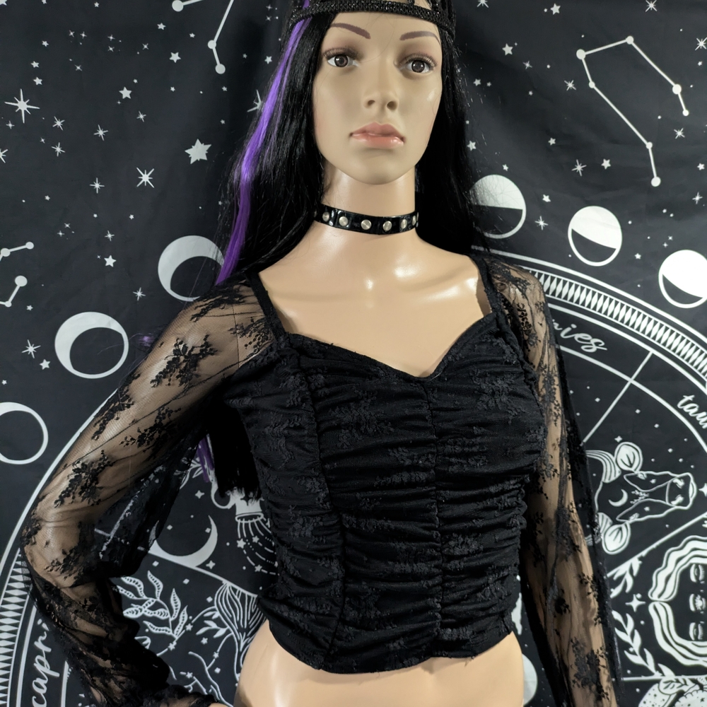 Black Lace Long Sleeve Top